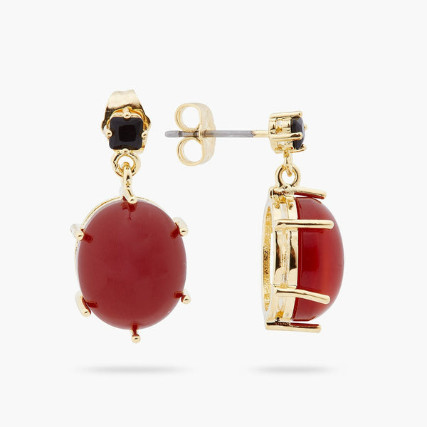 PENDIENTES PIEDRA OVALADA ROJA