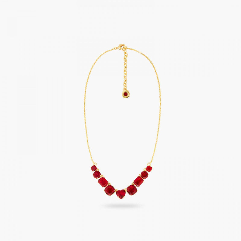 COLLAR 9 PIEDRAS ROJO GRANATE