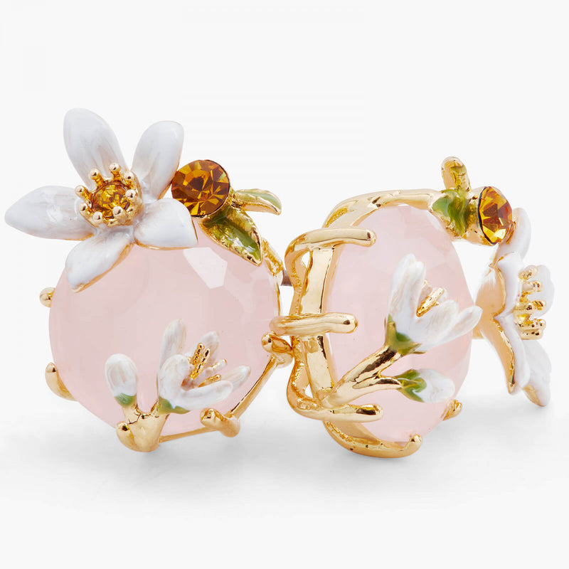 PENDIENTES FLOR DE NARANJO Y PIEDRA ROSA